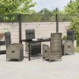 Graue 5-tlg. vidaXL Garten Essgruppe aus Poly Rattan mit Tisch und Liegestühlen mit Kissen.