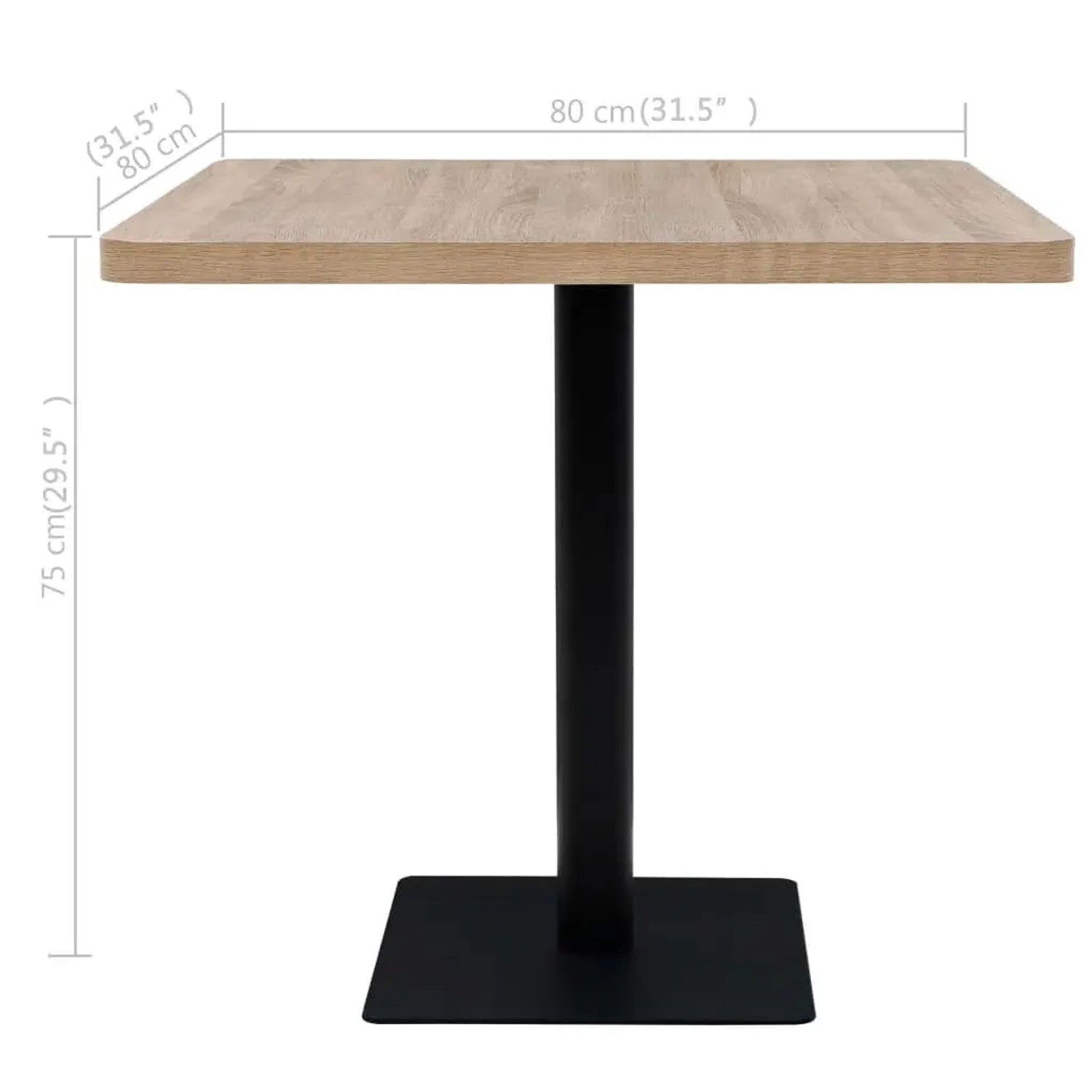 vidaXL Bistrotisch Quadratisch MDF Stahl 80x80x75 cm Eichenoptik kaufen bei OBI