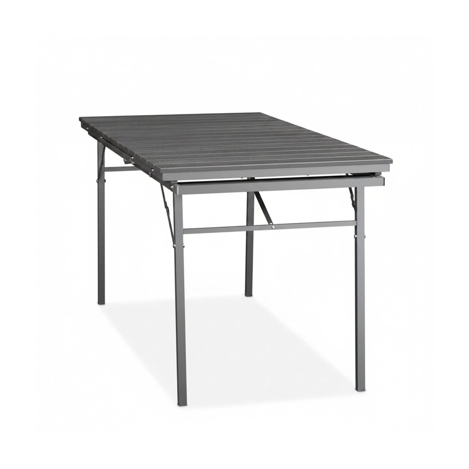 Relaxdays Gartentisch PE-Kunststoff Stahl Grau Klappbar Ausziehbar Tragegriff 76 cm x 166 cm x 78 cm 21,4 kg