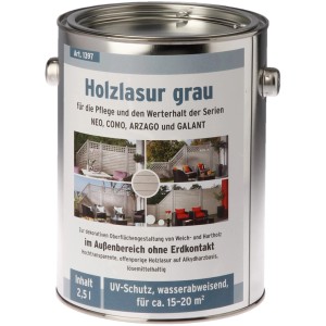 Holzlasur Grau, 2,5 Liter Dose für Zaunbau & Sichtschutz. Wasserabweisend und mit UV-Schutz.