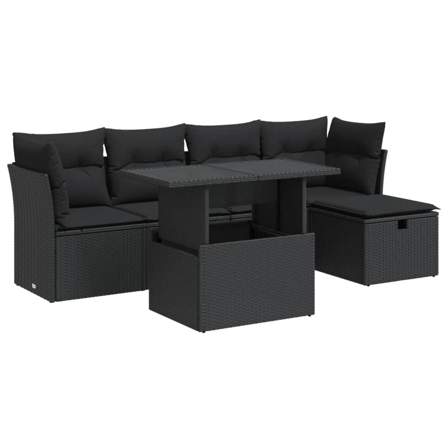 vidaXL 6-Tlg Garten-Sofagarnitur mit Kissen Schwarz Poly Rattan 3326136 günstig online kaufen
