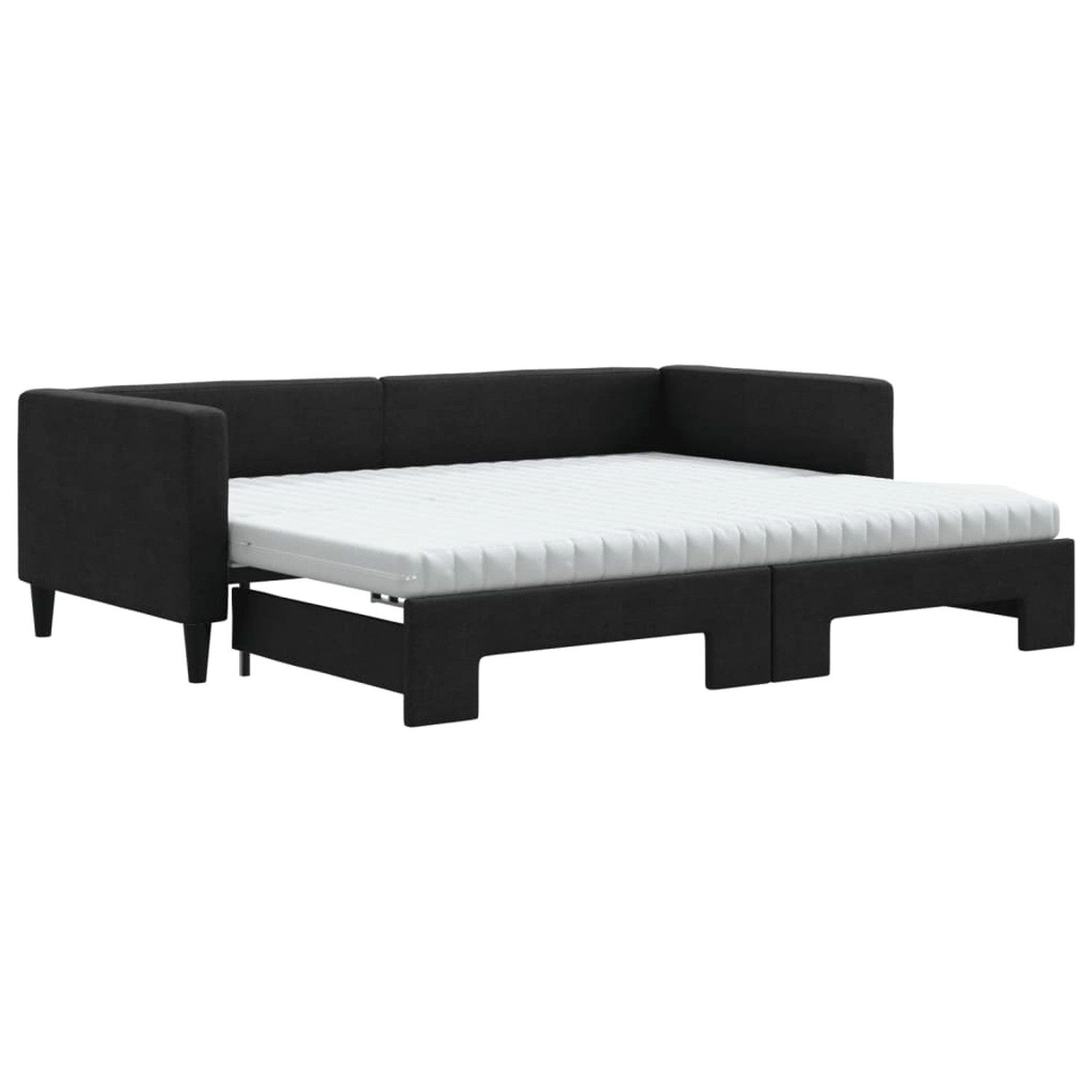 Thumbnail - vidaXL Tagesbett Ausziehbar mit Matratzen Schwarz 90x200 cm Stoff1847376