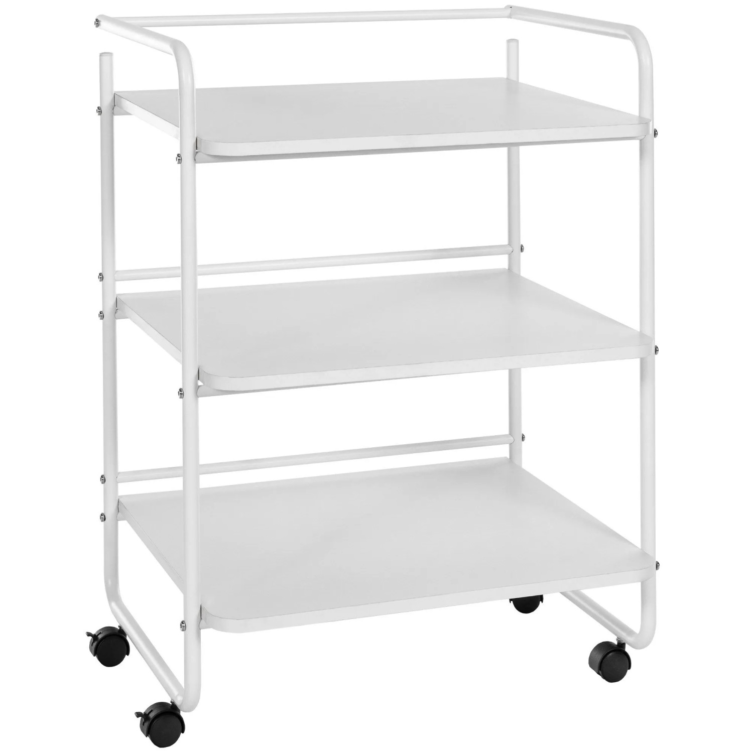 DELUKE Rollwagen Servierwagen Mit Rollen BERTA 3 Ablagen,Metall Beistellwagen Mobil Gerätewagen Klein Weiß
