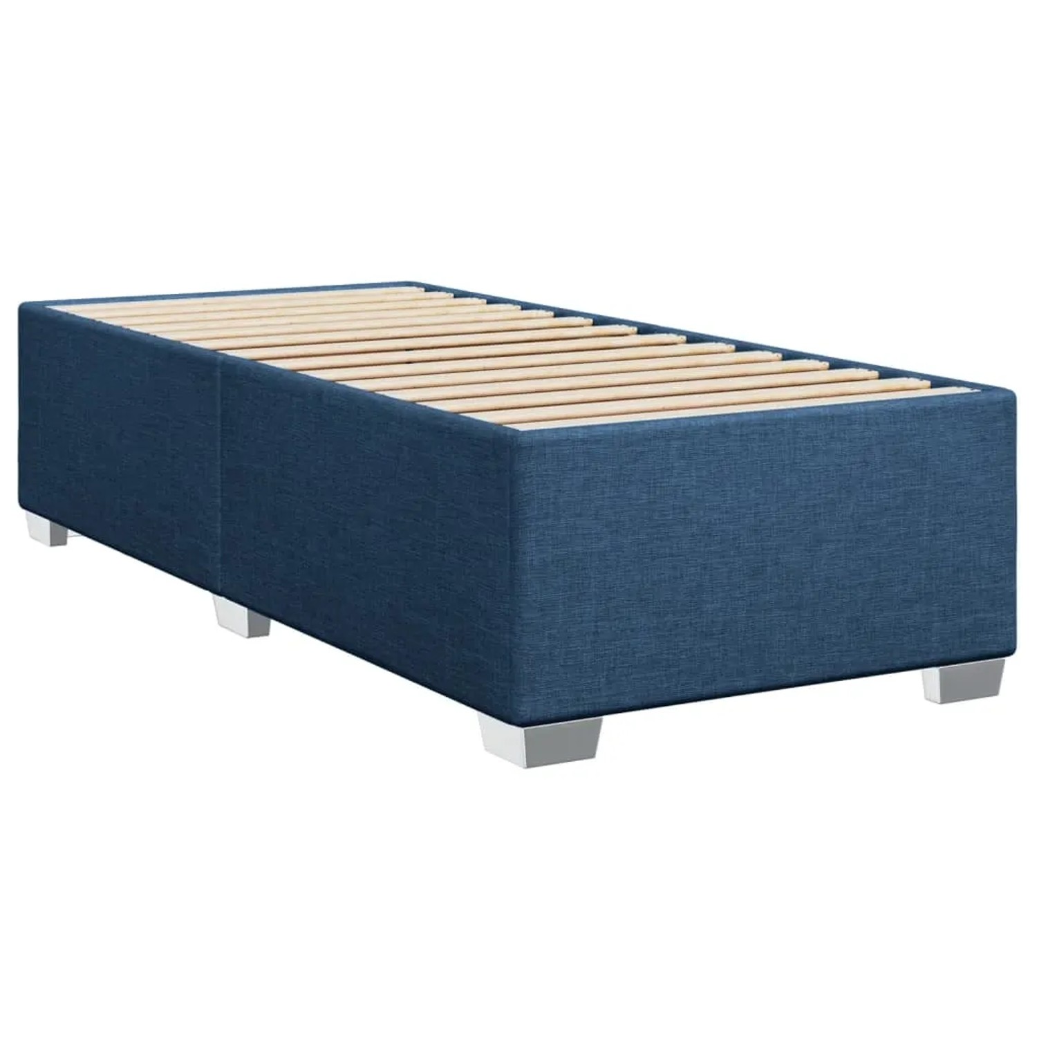Blaues vidaXL Boxspringbett (80x200 cm) mit Lattenrost und Füßen.