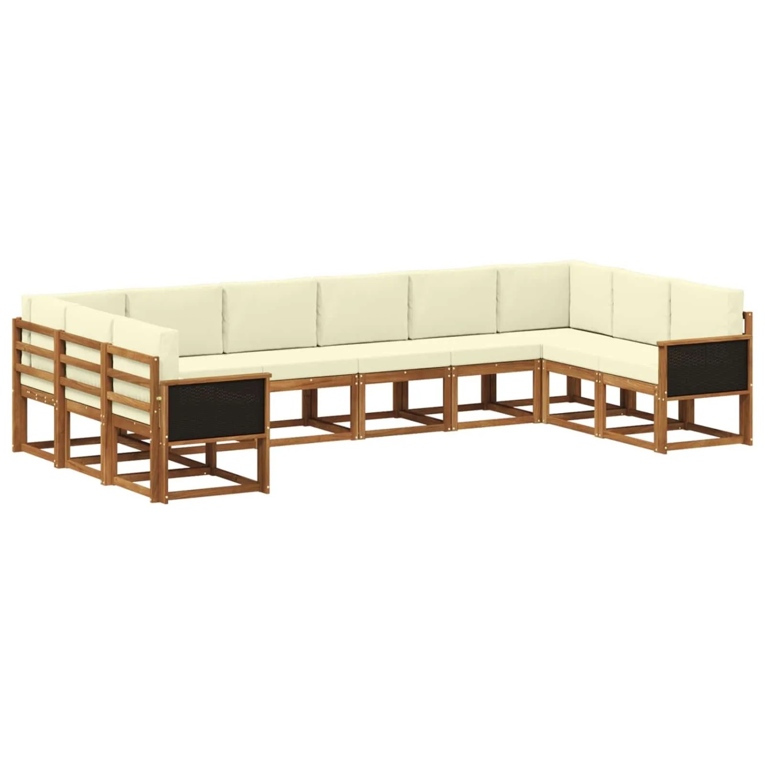 vidaXL Outdoor-Sofagarnitur 10 Stk Natur und Creme Massivholz Akazie 3385561