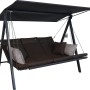 Angerer Hollywoodschaukel 3-Sitzer Lounge Smart Coffee mit Sonnendach und braunen Polstern.