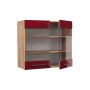 Vicco Küchenglasschrank Fame-Line, Bordeaux Hochglanz/Goldkraft Eiche, 80 cm breit.