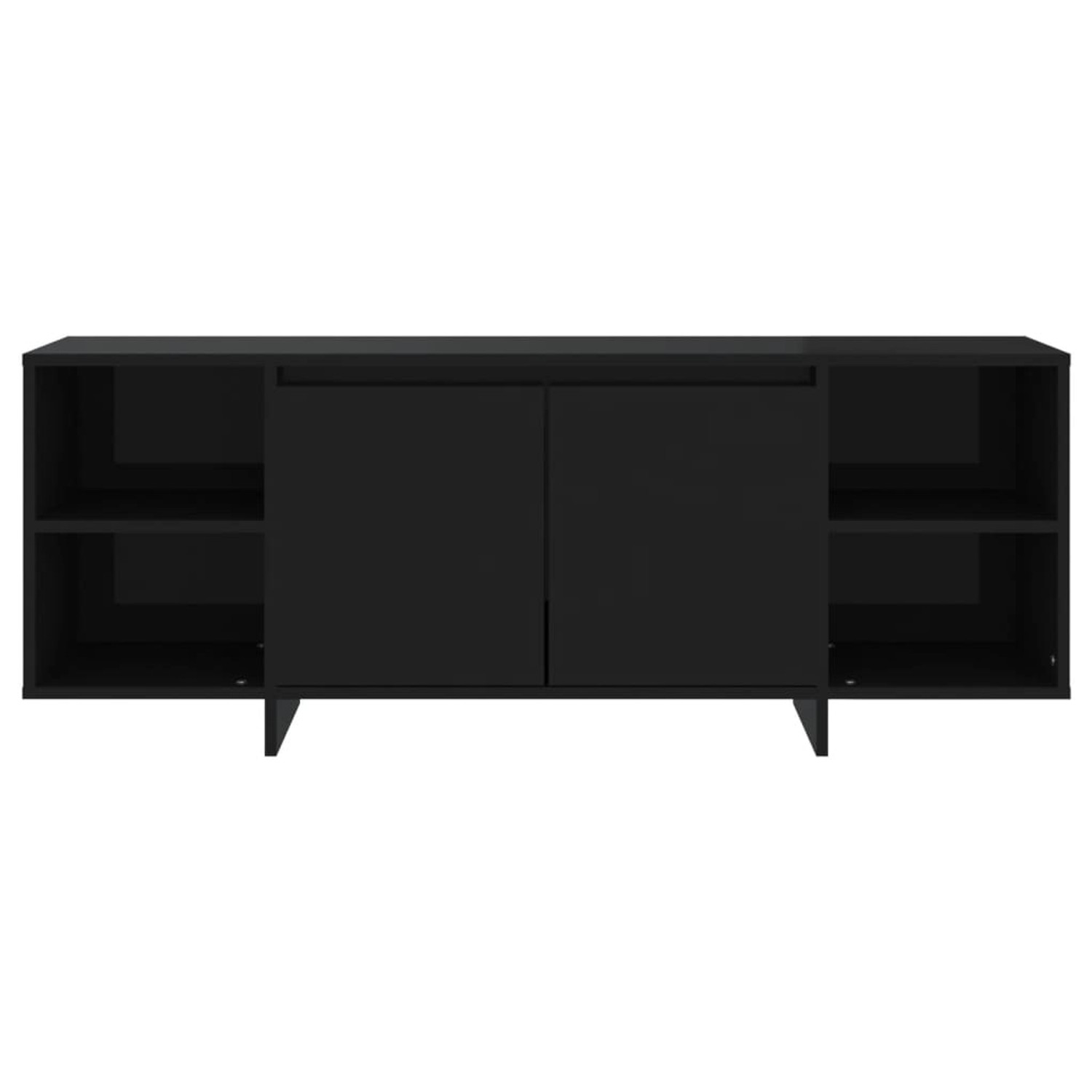 Schwarzer vidaXL TV-Schrank (130x35x50 cm) aus Holzwerkstoff mit Türen und Regalen.