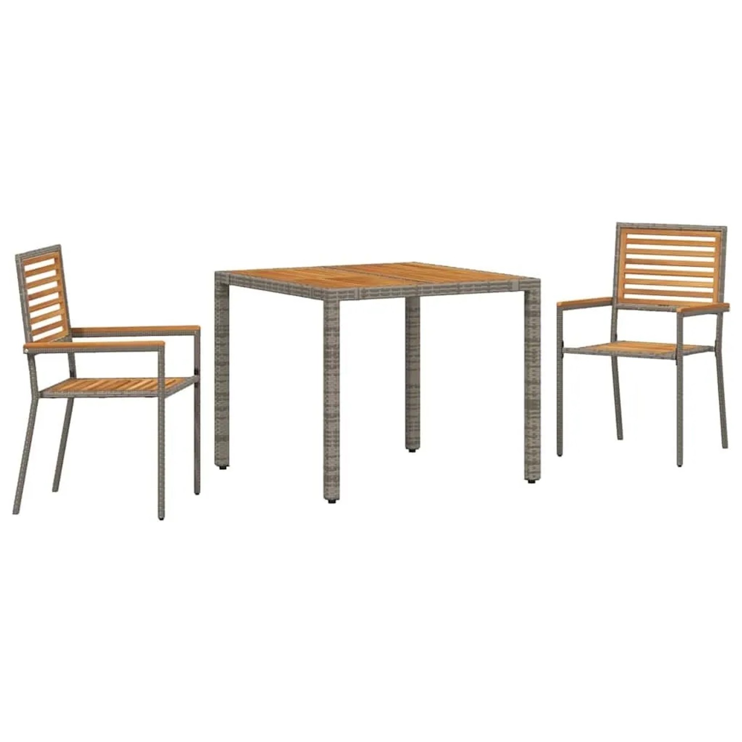 vidaXL Garten Essgruppe 3-Tlg Grau Poly-Rattan 3365435 günstig online kaufen