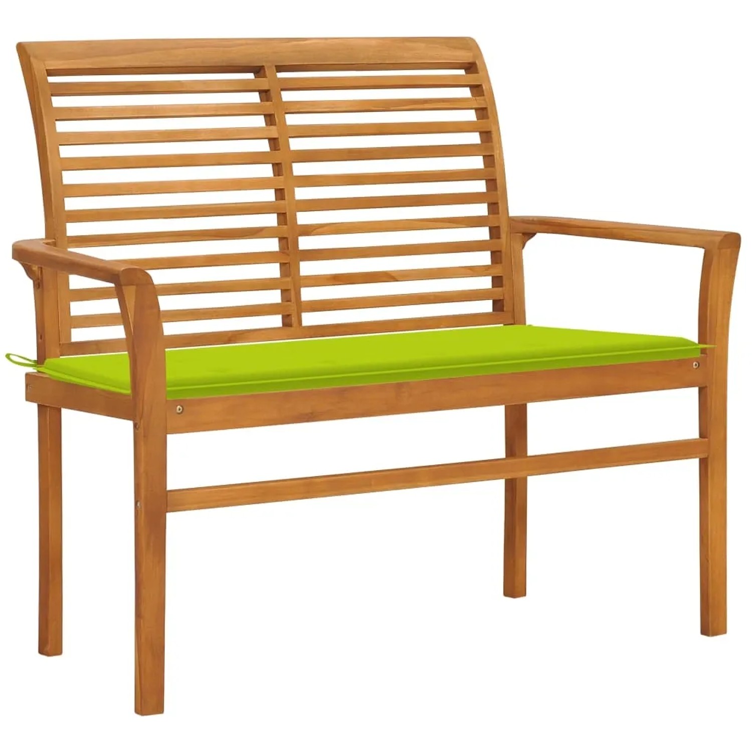 vidaXL Gartenbank mit Hellgrüner Auflage 112 cm Massivholz Teak 3062660