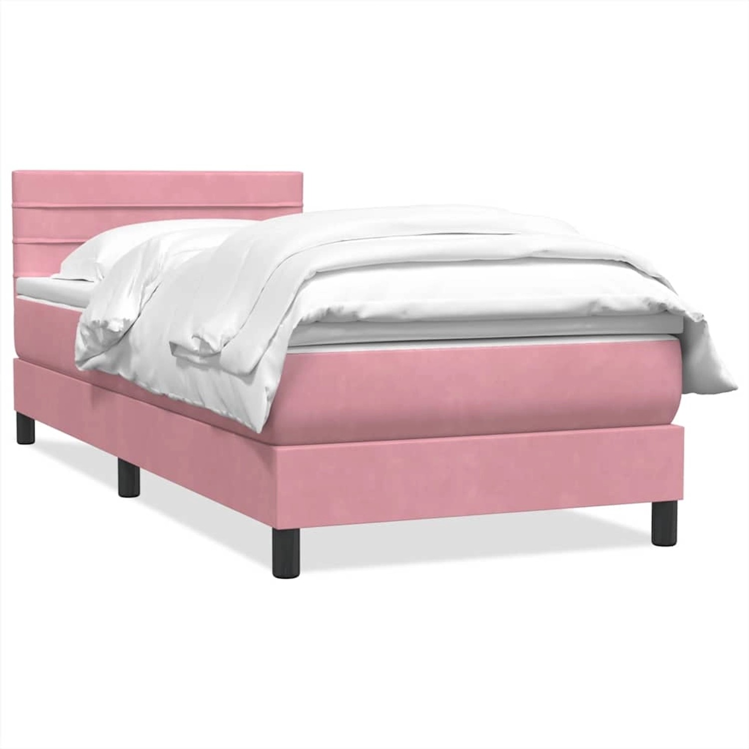 vidaXL Boxspringbett mit Matratze Rosa 80x220 cm Samt 3316334 günstig online kaufen