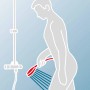 Illustration eines weißen Schulte ExpressPlus Duschsystems mit Handbrause im Einsatz.