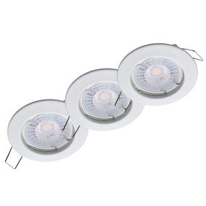 3er Set weiße LED Einbaustrahler Sedan, dimmbar, warmweißes Licht für Deckenmontage.