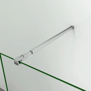 Chromfarbene, ausziehbare Dusch-Stabilisierungsstange aus Edelstahl für Walk-in Glaswand, 73-120cm.