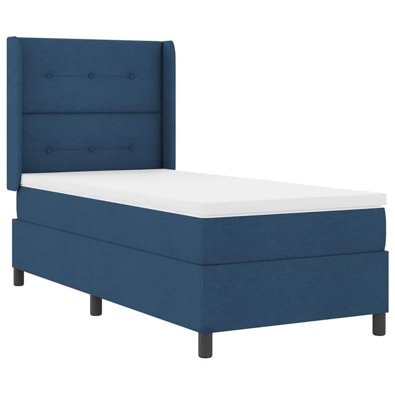 vidaXL LED Boxspringbett mit Matratze Blau 90 x 200 cm Stoff 3343489