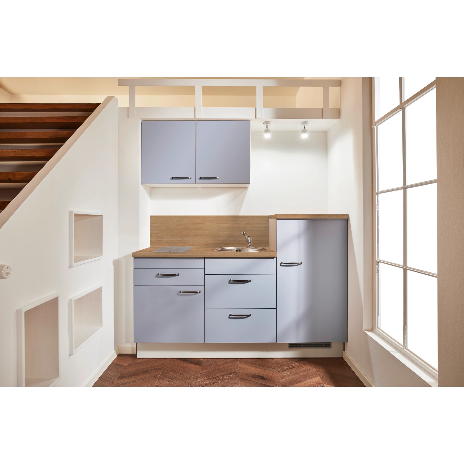 pino Küchenzeile 180 cm Pastellblau Anschlag rechts 1 Geräteschrank günstig online kaufen