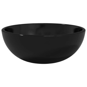 Schwarzes, rundes Waschbecken aus Hartglas, 30x12 cm. Modernes Design für Bad oder WC.