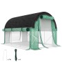 Outsunny Gewächshaus 3x2m mit aufrollbaren Seitenwänden, grüner Rahmen, schwarzes Sonnenschutznetz.