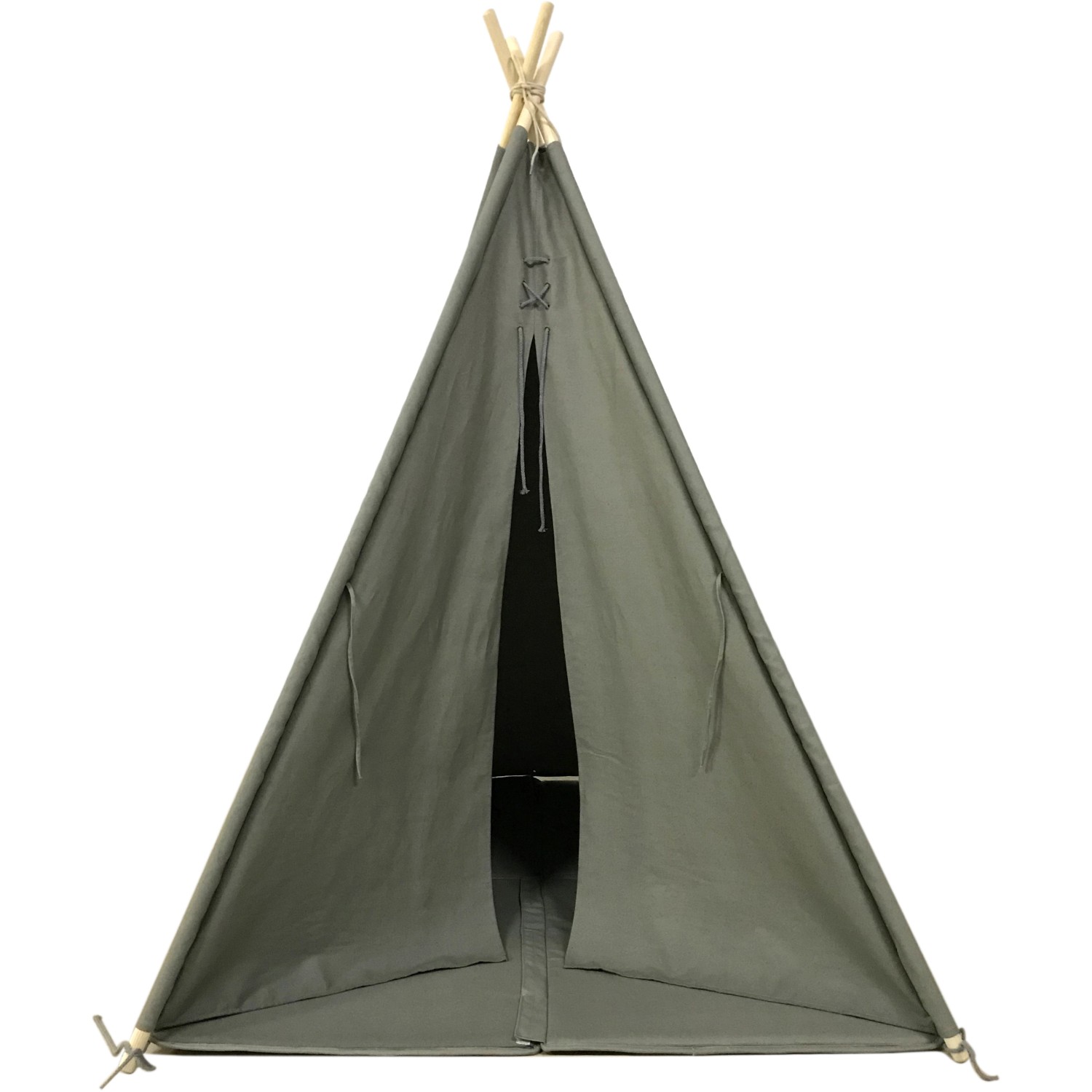 Graues Sunny Alba Tipi Zelt aus Baumwolle und Holz, ideal zum Spielen und Entspannen.