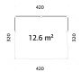 Grundriss Palmako Holz-Gartenhaus Pultdach, 420x320 cm, Fläche 12,6 m².