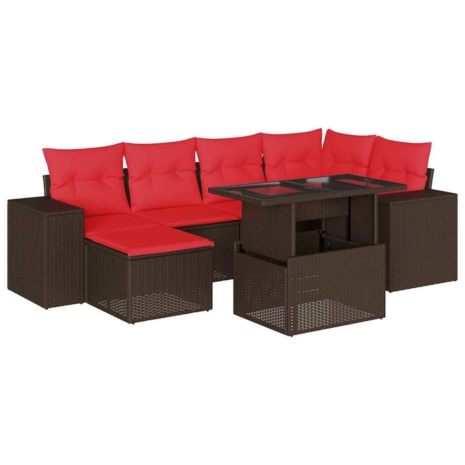 vidaXL 7-Tlg Gartensofa-Set mit Kissen Braun Polyrattan 3269314 günstig online kaufen
