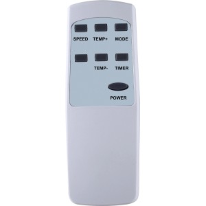 Fernbedienung für mobiles Klimagerät KGM 7000 BTU, weiß mit Tasten für Speed, Temperatur, Timer und Power.
