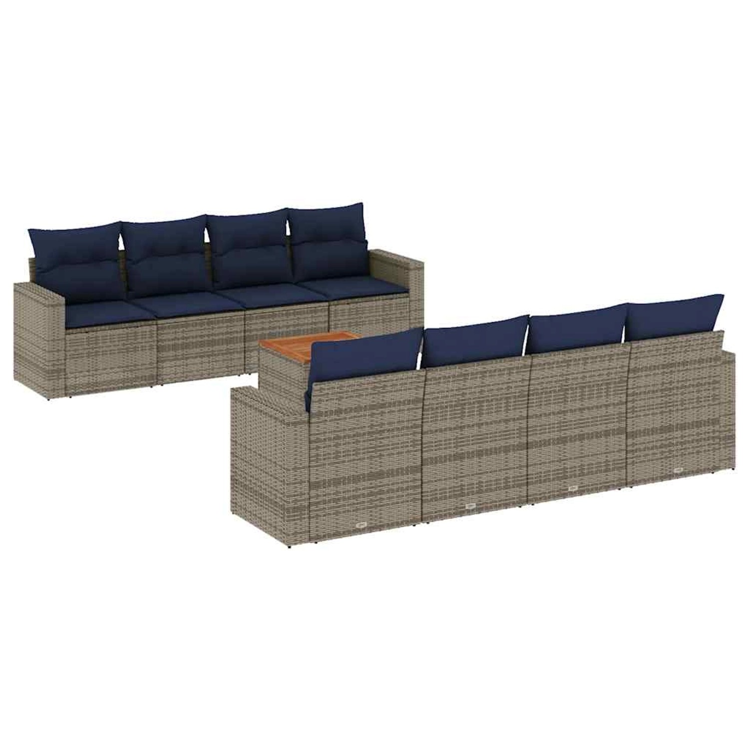vidaXL 9-Tlg Garten-Sofagarnitur mit Kissen Grau Poly Rattan 3256376 günstig online kaufen