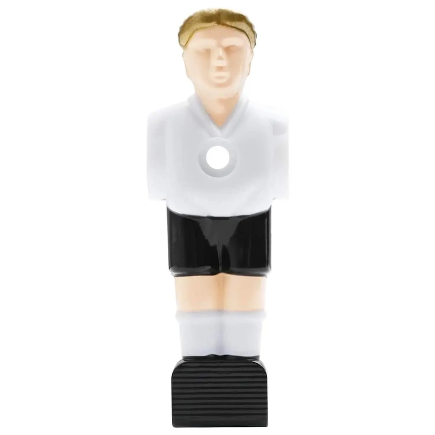 Tischfußball-Spieler in weiß-schwarzer Kleidung für 15,9 mm Kickerstangen. Ersatzfigur für Tischkicker.
