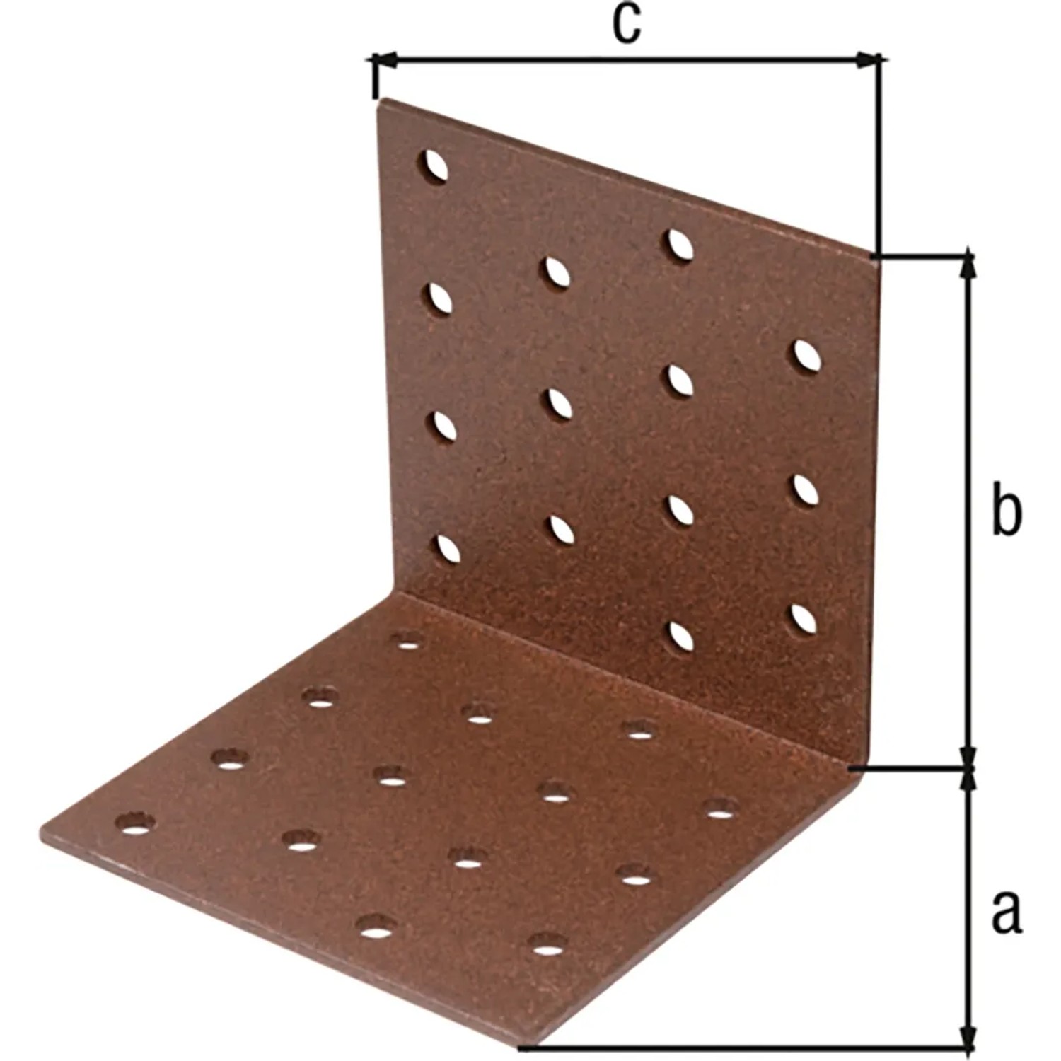 Alberts Duravis Lochplattenwinkel, rostbraun, 80x80x80 mm, zur Verbindung von Bauteilen.