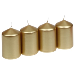 Steinhart Stumpenkerze Edelglanz Ø 4,7 cm x 7,5 cm Gold 4er-Pack