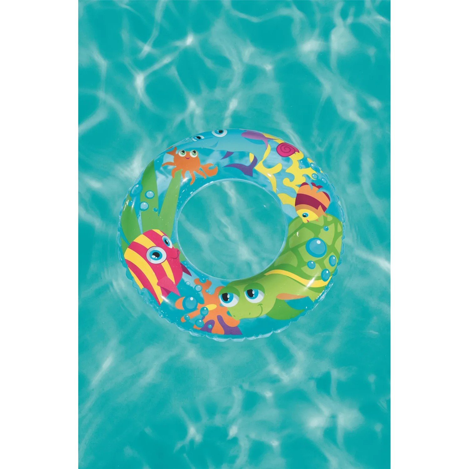 Bestway Schwimmring Aquarium, Ø 56 cm, mit bunten Meeresmotiven im Wasser.