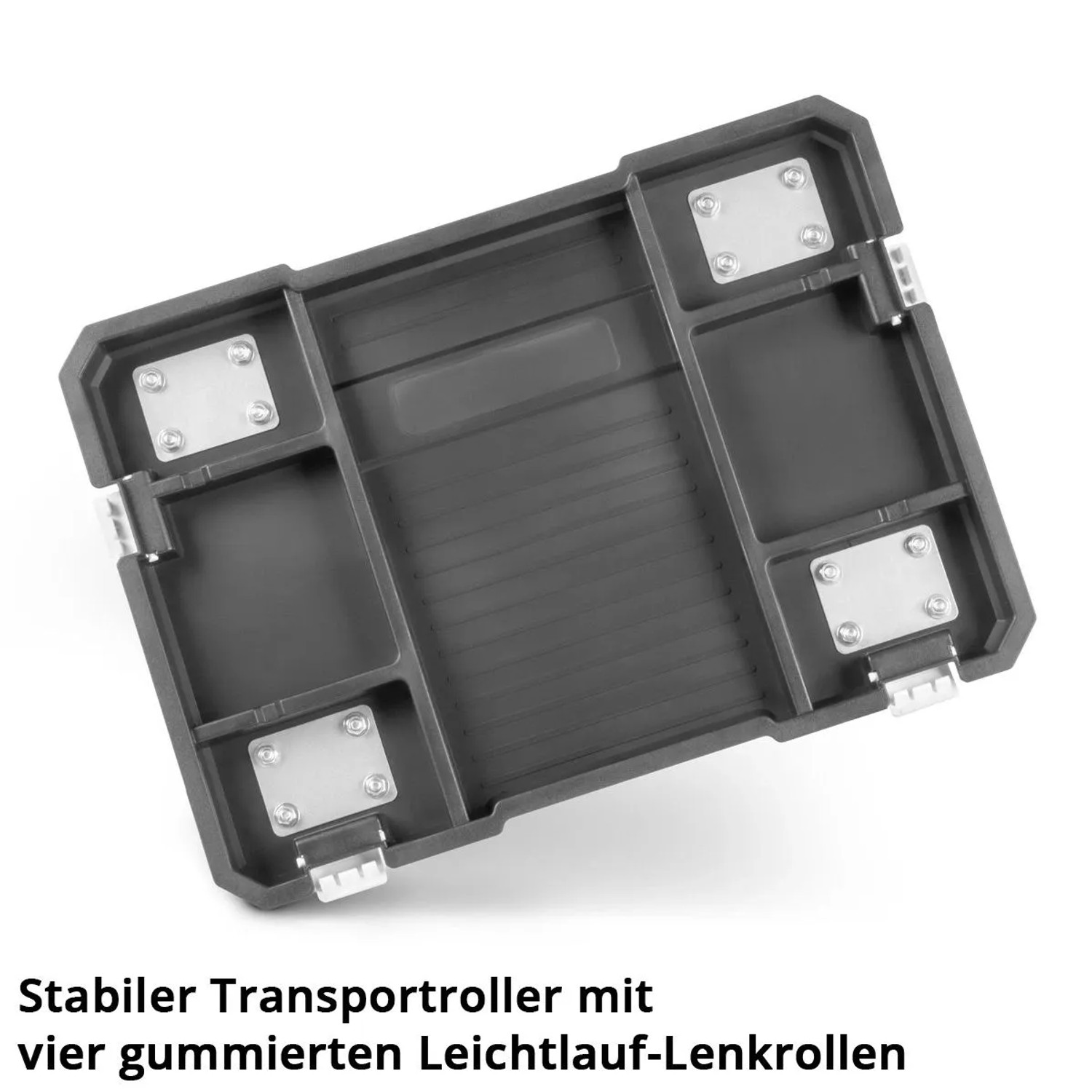 STAHLWERK Rollbrett für Werkzeugkoffer-Set mit vier Lenkrollen.