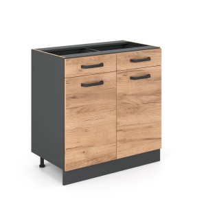 Vicco Küchenunterschrank R-Line, Goldkraft Eiche, 80 cm breit, ohne Arbeitsplatte.