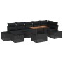 vidaXL Gartenmöbel Set, 8-teilig, schwarzes Poly Rattan Sofa mit Tisch und Kissen.