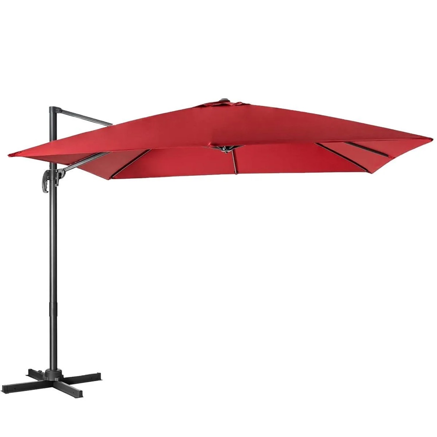 COSTWAY Sonnenschirm 300 x 300 cm mit Kurbel 360° Drehbar Rot