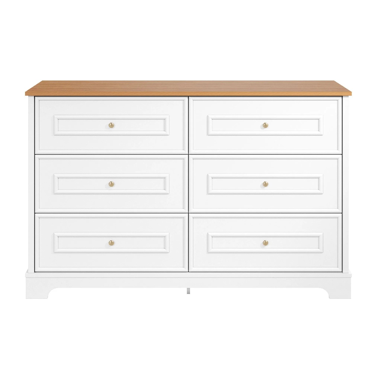 okwish Sideboard mit 6 Schubladen Wohnzimmer 120x76x40cm Weiß
