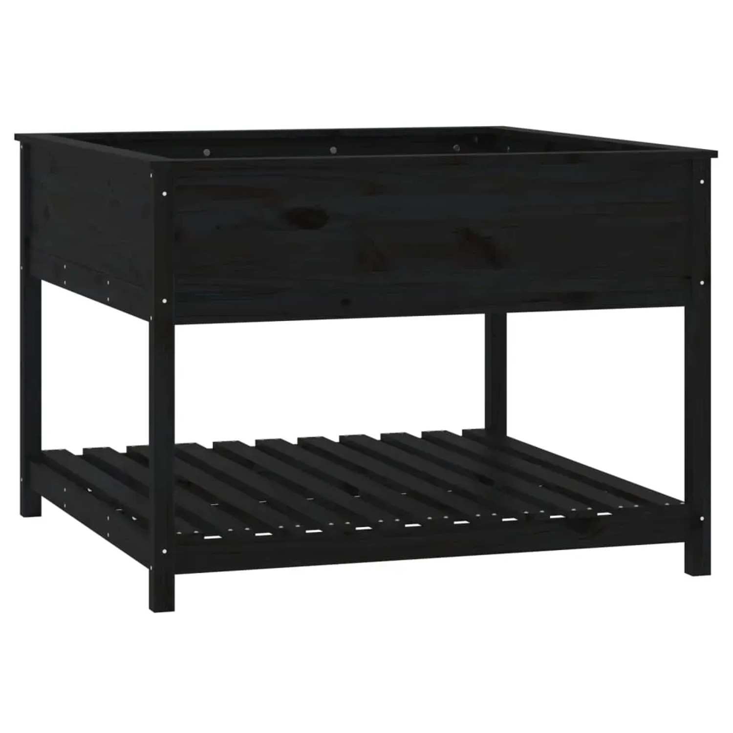 vidaXL Pflanzkübel mit Ablage Schwarz 111,5x111,5x81 cm Kiefernholz 823805