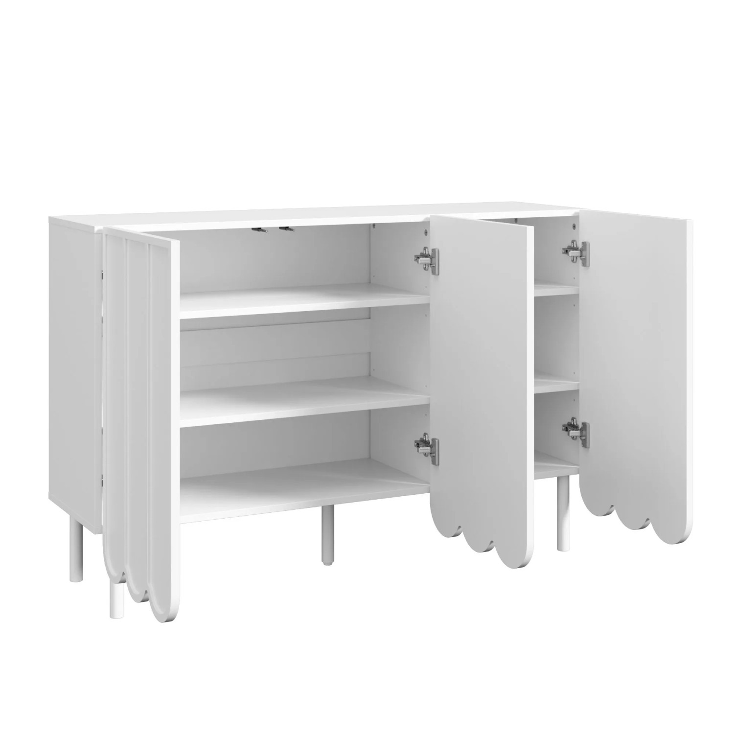 okwish Sideboard mit Wellentüren Wohnzimmer Flur Esszimmer 120x35x80cm Weiß