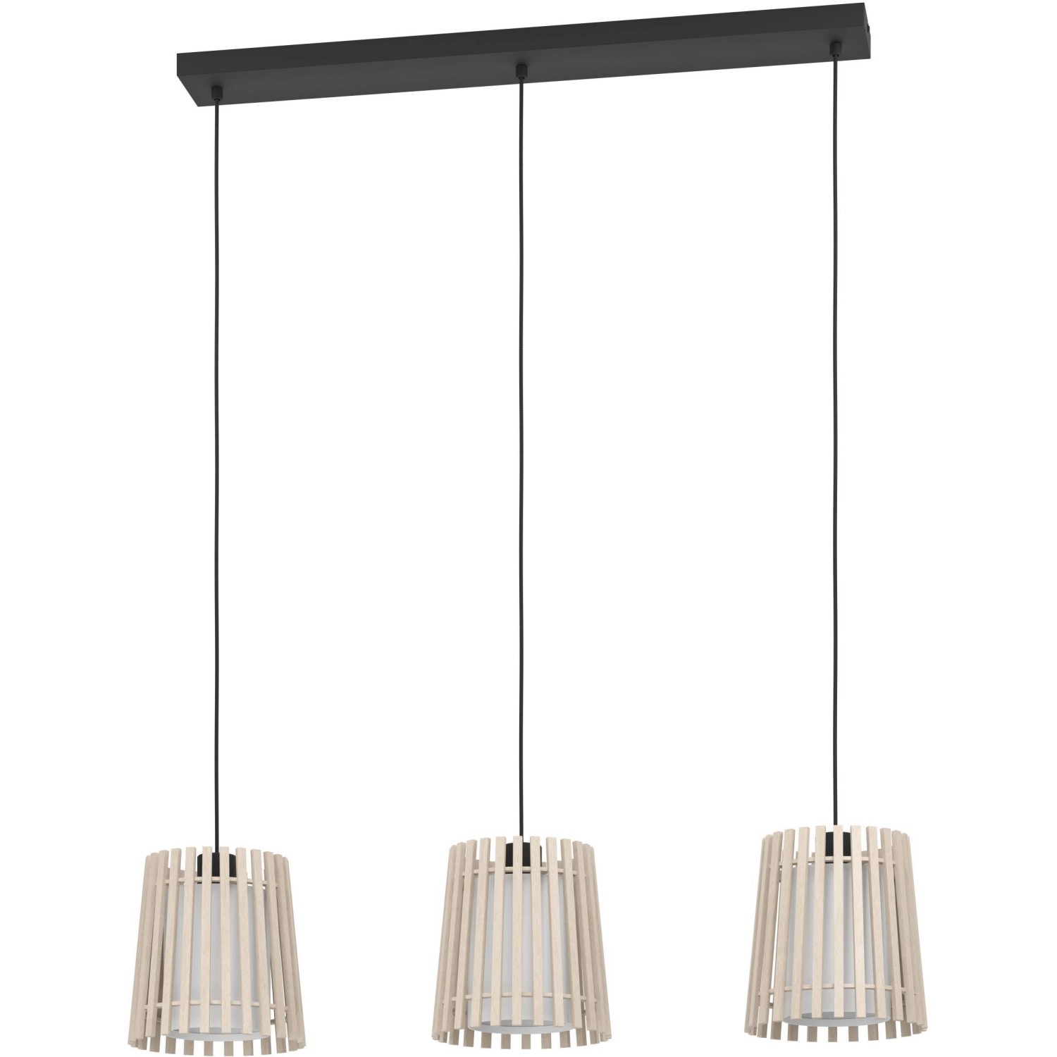 Eglo Pendelleuchte Fattoria 3-flammig 40 W Weiß Schwarz-Braun günstig online kaufen