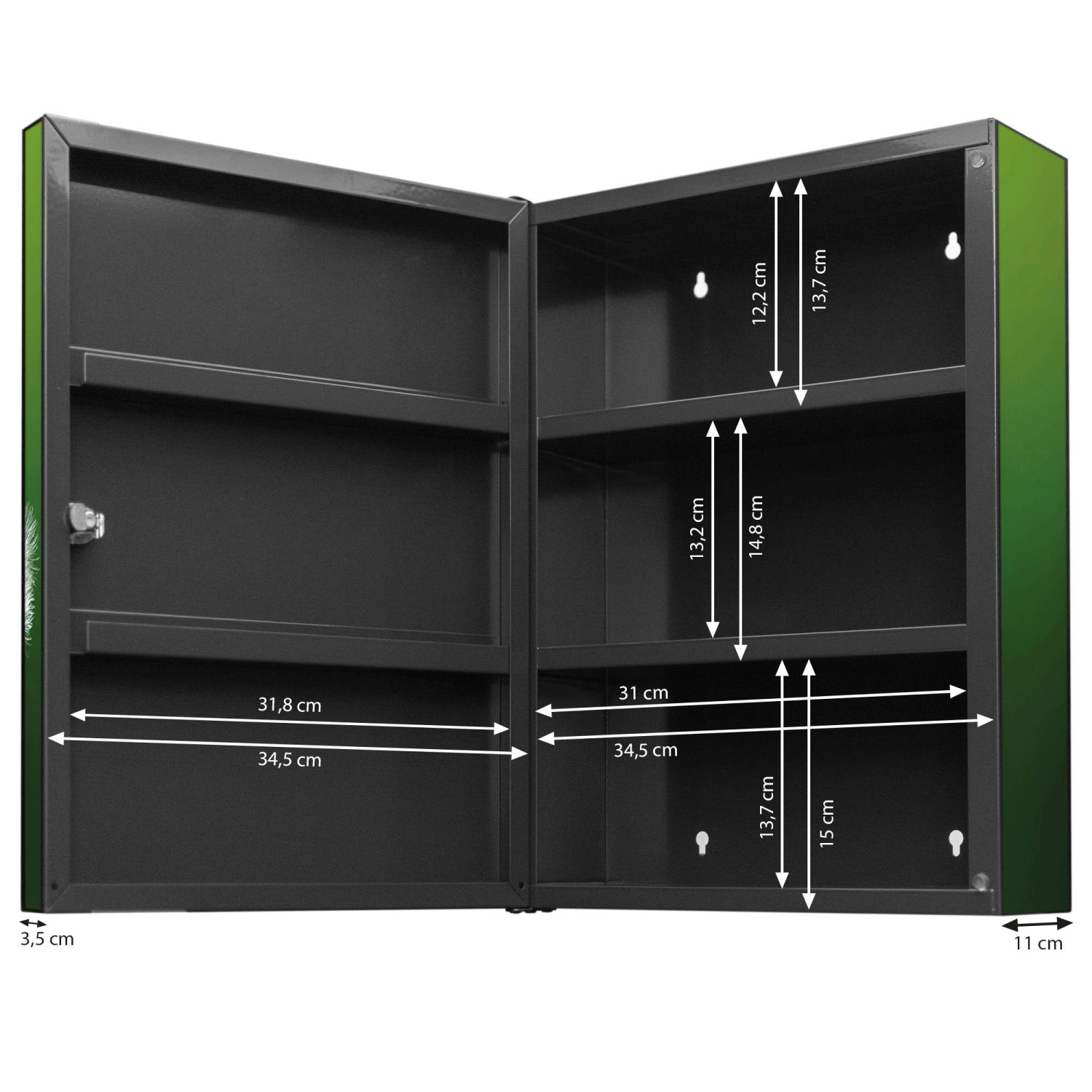 Banjado XXL Medizinschrank Abschliessbar 35x46x15cm Arzneischrank Anthrazit günstig online kaufen