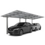 Ximax Carport Linea-80 Tandem im Edelstahl-Look mit zwei geparkten Autos.