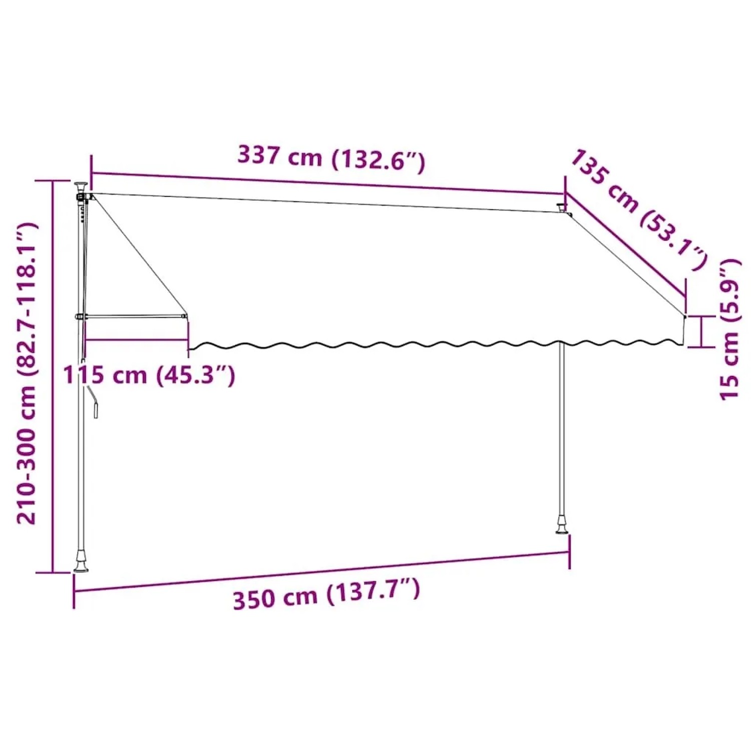 vidaXL Einziehbare Markise Handbetrieben mit LED 350 cm Anthrazit 145867_8