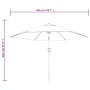Skizze furnicato Sonnenschirm, 300cm, schwarz, mit Maßen. Balkonschirm mit Metallmast.
