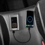 Eufab Mini-Kompressor, aufladbar, mit USB-Ladekabel und Smartphone im Auto.