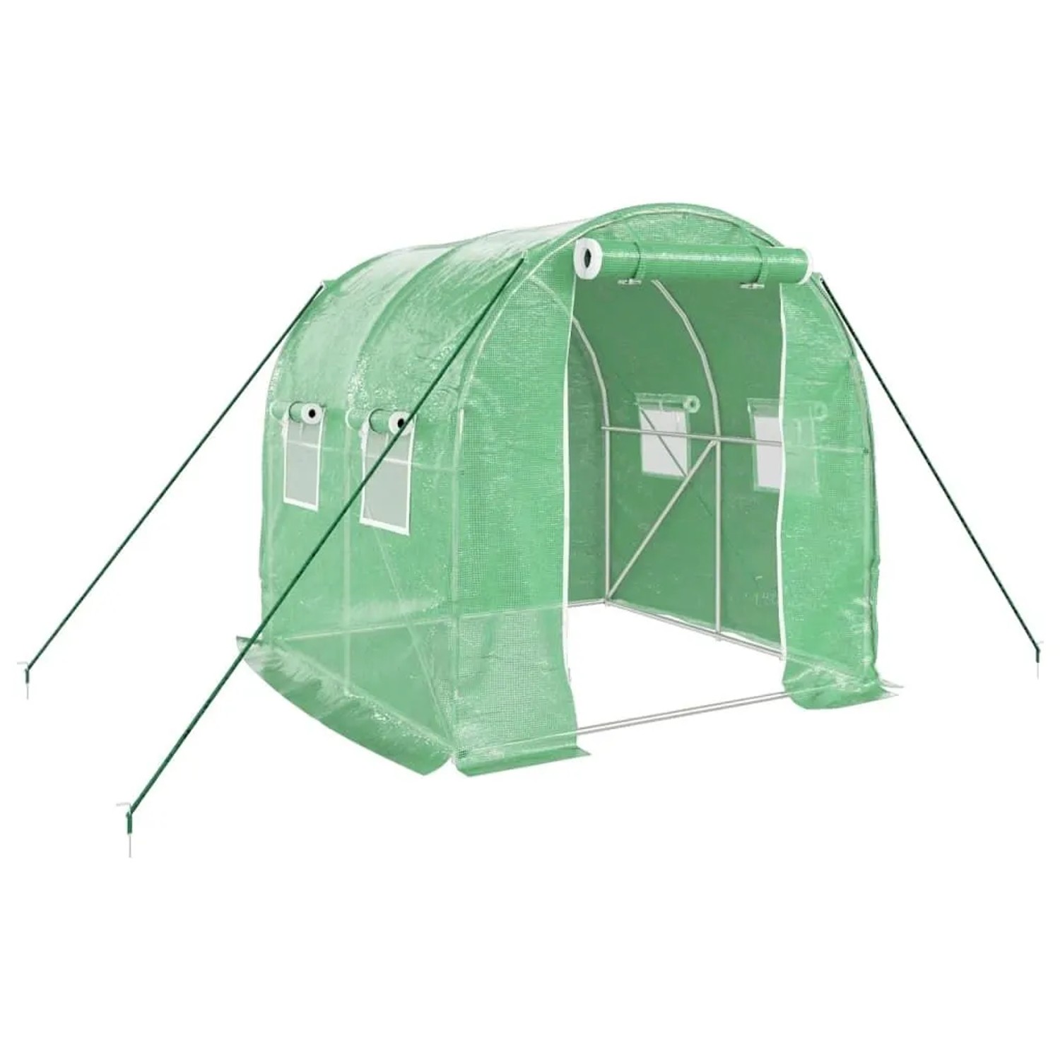 vidaXL Gewächshaus mit Stahlrahmen Grün 4 m² 2x2x2 m 364073
