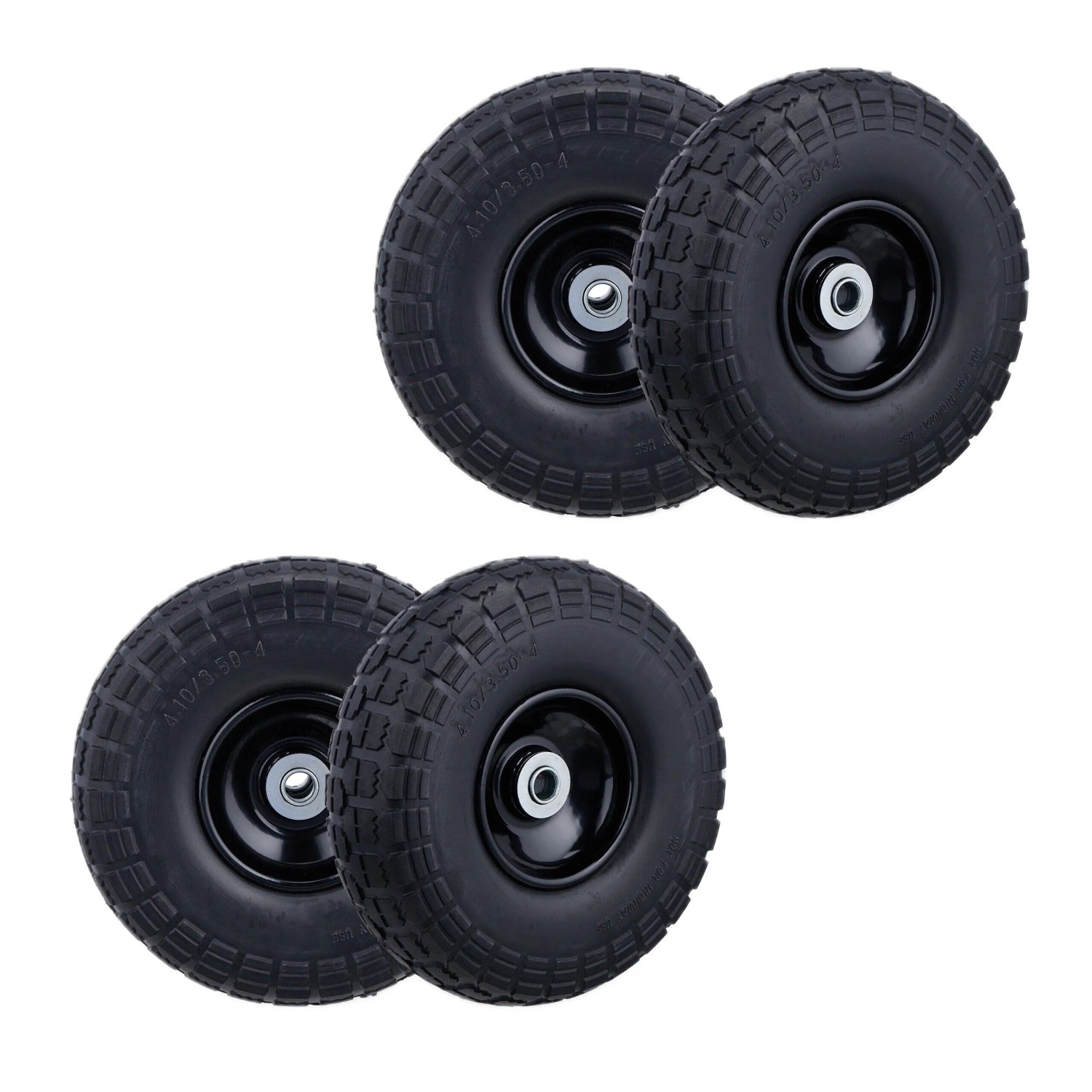 Relaxdays Sackkarrenrad 4er Set PU Schwarz Pannensicher 26 cm x 8,5 cm 1 kg