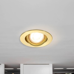 Goldfarbener Lindby Einbaustrahler Sunil aus Aluminium, 1-flammig mit GU10 Fassung.