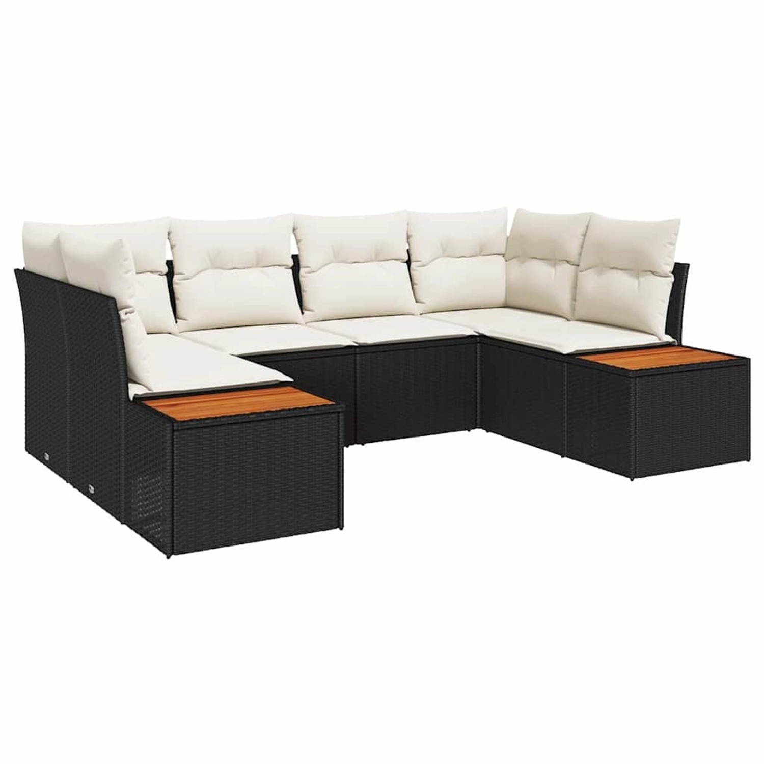 vidaXL Garten-Sofa-Set mit Kissen 6-Tlg Schwarz Poly Rattan 3348153 günstig online kaufen