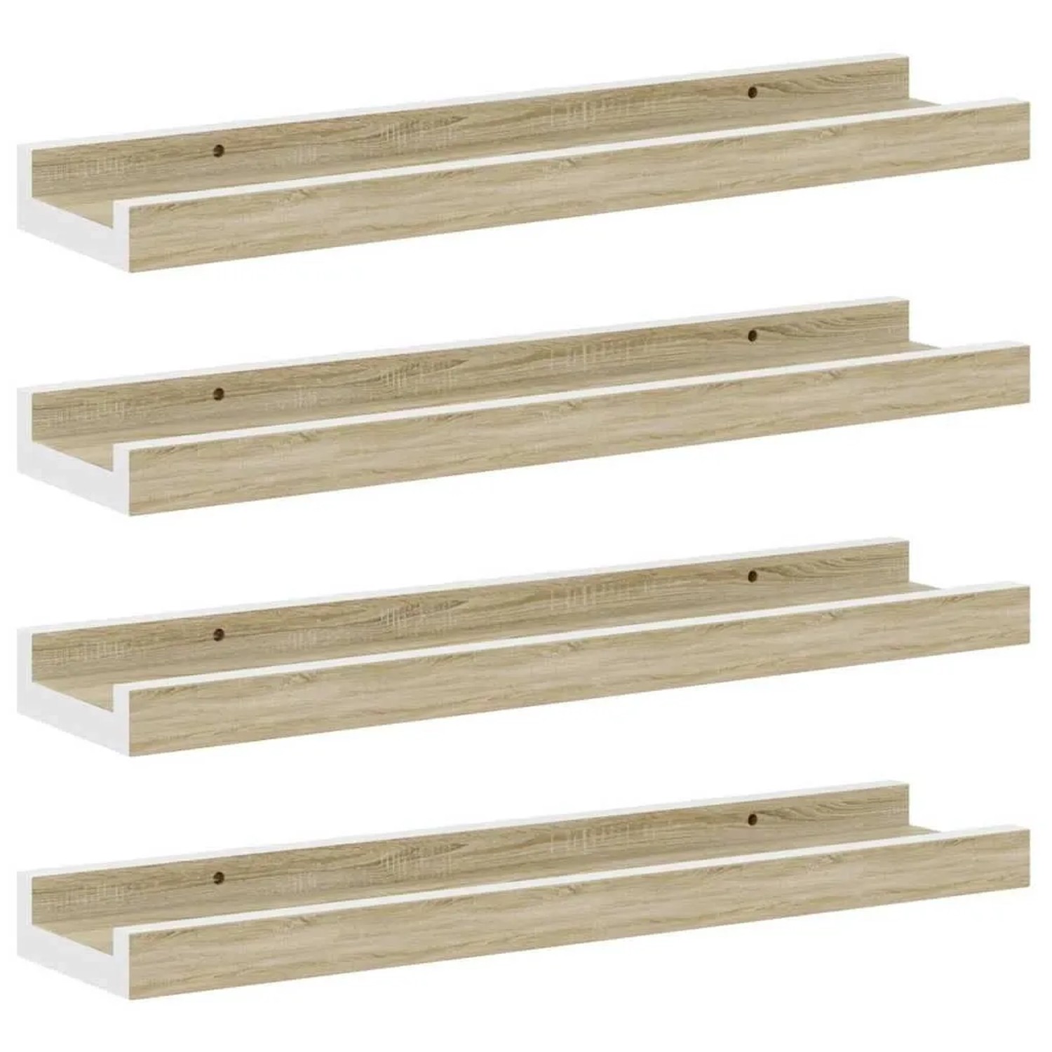vidaXL Wandregale 4 Stk. Weiß und Sonoma-Eiche 40x9x3 cm 326694