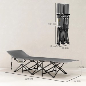 Outsunny Campingbett, schwarz, aus Oxfordstoff, mit Maßen. Ideal für Camping & Outdoor.